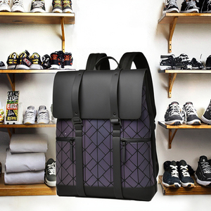 Unisex Cao Cấp Kim Cương Lưới PU Ba Lô Không Thấm Nước Dây Kéo Hasp Đóng Cửa Polyester Lót Thư Mô Hình Cho Du Lịch Làm Việc Máy Tính - Product Image 3