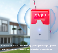 Suara Alarm Keras 115dB Lampu Berkedip Berkabel Suara Sirene Alarm Lampu Merah Suara Sirene Sistem Alarm Keamanan Rumah