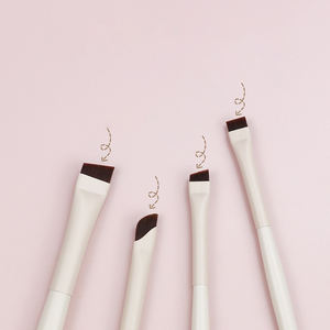 Brocha de Maquillaje Vegana para Delineador de Ojos y Cejas, Ultrafina, Inclinada, Plana, de Alta Calidad, con Pelo Sintético, Color Beige - Product Image 4