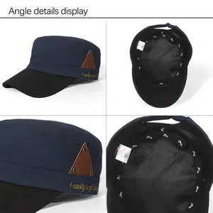 Outdoors Curved Brim Custom Embroidered Logo Plain Blank Flat Top Hats Adjustable Cadet Cap For Men Patrol Cadet Cap