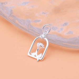 Nouveaux accessoires de mode personnalisés en argent sterling s925 <span class=keywords><strong>petit</strong></span> <span class=keywords><strong>prince</strong></span> rose pendentif DIY bracelet collier pendentif - Product Image 2
