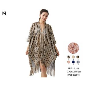 Robe de plage kimono à franges légère, style cape ouverte, pour l'été - Product Image 1