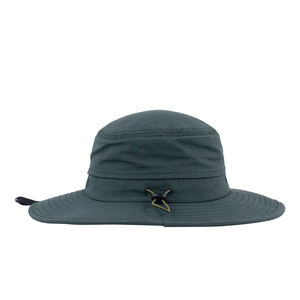 Venta al por mayor 100% de poliéster de viaje al aire libre sombreros de cubo Casual Gorra lisa verde oscuro Boonie sombrero de pesca de ala ancha Gorras de cuerda - Product Image 3