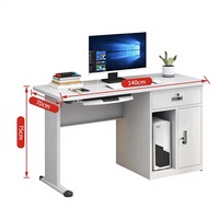 Escritorio de Oficina Moderno de Acero con Compartimento de Almacenamiento para CPU, Bandeja para Teclado, Cajón con Cerradura, Resistente al Agua, Estación de Trabajo Duradera para