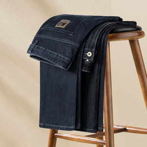 الرجال تمتد منتصف الخصر الجينز فضفاضة تناسب أسلوب مستقيم الشارع الذكية عارضة الاسترخاء السراويل كل الشتاء مريحة الدنيم غسل خفيف - Product Image 1