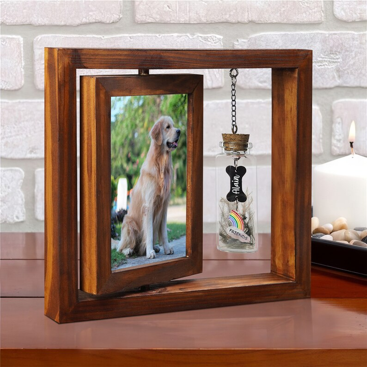 ODM OEM Wood Rotating Frame Pet Memorial Picture & Keepsake Sign Cat Dog Memorial Urn for Pet Lover Pet Loss Sympathy Photo Gift