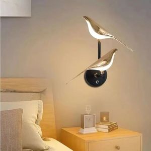 Lampe murale LED moderne et simple en aluminium, style luxe léger, motif oiseau pie, pour éclairage d'ambiance, idéale pour fond <span class=keywords><strong>TV</strong></span> et chevet. - Product Image 5