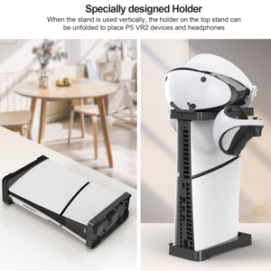 Soporte Horizontal y Vertical 2 en 1 para <span class=keywords><strong>PS5</strong></span>, soporte de consola de <span class=keywords><strong>juegos</strong></span> delgado para controladores de auriculares PS <span class=keywords><strong>VR2</strong></span>, soporte de almacenamiento - Product Image 6