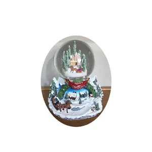 120Mm Gaya Baru Hadiah Natal Kotak Musik Besar Santa Claus Rusa Salju Adegan Besar Resin Salju Dunia