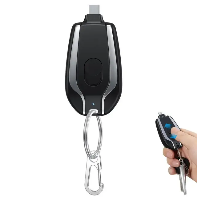 1500mAh Mini Power Emergency Pod Keychain Charger With Type C Portable Charger Key Chain Emergency 1500mah PowerBank for Iphone