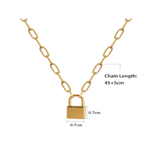 Collana con Ciondolo a Lucchetto in Acciaio Inox Placcato Oro 18K per Donne, Regalo di Natale per Amici e Innamorati - Product Image 2