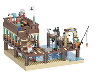 Xmork Fisherman Wharf - Port de pêche côtier - Blocs de construction - Modèle de 40 pièces - Jouet éducatif en plastique ABS - Pour les enfants de 8 à 13 ans