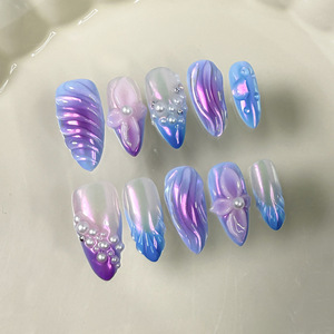 Venta al por mayor 10 piezas de <span class=keywords><strong>uñas</strong></span> de gel pintadas a mano hermoso diseño personalizado de lujo hecho a mano prensa en las <span class=keywords><strong>uñas</strong></span> - Product Image 5