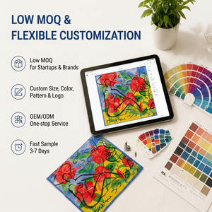 Pañuelo Cuadrado con Estampado Floral en Acuarela, Personalizado, con Sensación de Seda, Diseño Personalizado, Fabricante OEM ODM - Product Image 2