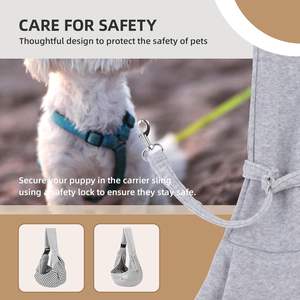 Premium réglable respirant chien transporteur fronde main libre fermeture éclair sac à main poche pour petits chiens chats chiots - Product Image 2