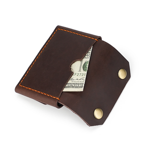 Cartera de Mano de Cuero Vacuno Genuino Hecha a Mano, Estilo Vintage, Patrón Sólido, Crazy Horse, Bolsillo Frontal, Tarjetero Personalizado - Product Image 4