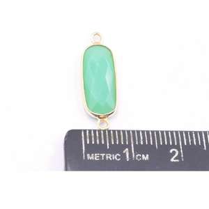 Chrysoprase <b>Long</b> <b>Cushion</b> Shape Silver Bezel Bail With Gold Plated Connector - Product Image 3