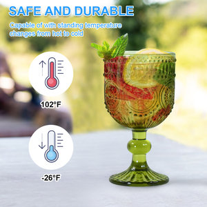 Calici da Vino <span class=keywords><strong>Verdi</strong></span> da 8oz, <span class=keywords><strong>Bicchieri</strong></span> <span class=keywords><strong>Vintage</strong></span> con Motivo in Rilievo, Coppe con Stelo per Matrimoni e Feste - Product Image 5