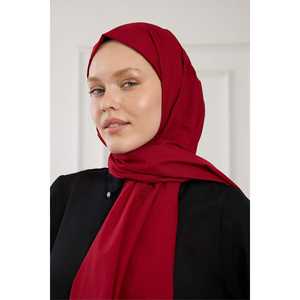 Pure Cotton <b>Scarf</b> Cherry <b>Red</b> Solid Color Modest Wear 100% Cotton Fabric - Product Image 5