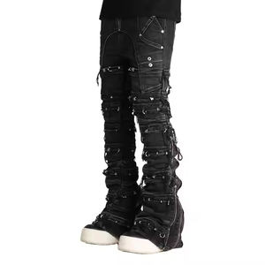 Herren Y2K Patchwork Denim Fransen hose Baggy Ripped <span class=keywords><strong>Jeans</strong></span> im Street Hip Hop Style Atmungsaktiv und lässig für den Sommer - Product Image 4