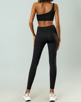 Mode été décontracté Gym sport femmes vêtements 2 pièces une épaule fleur Yoga soutien-gorge Push up Leggings ensembles deux pièces ensembles de gymnastique
