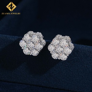 Fashion Style 925 <b>Silver</b> VVS Moissanite Side‑Set Flower Shaped <b>Stud</b> <b>Earrings</b> Luxury Iced‑Out Women Jewelry - Product Image 6