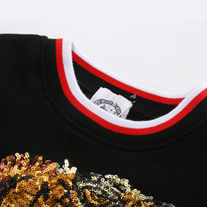 <span class=keywords><strong>Sweat</strong></span>-shirt personnalisé pour bébé garçon en molleton brossé 100% coton, chaud et décontracté, avec imprimé tigre à paillettes pour la saison d'automne - Product Image 3