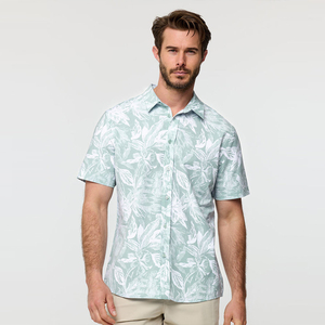 Camisa Floral de manga corta de verano personalizada para hombre, camisa de playa impermeable de varios estilos con estampado suelto de lino 100% - Product Image 1