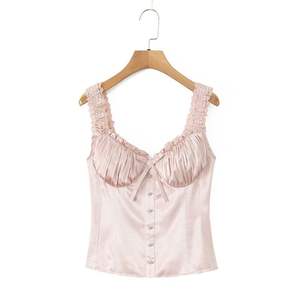 Haut élégant sans bretelles en satin style gilet, couleur unie, dos nu, grande taille pour femme - Collection Happy Plus Vintage - Product Image 2