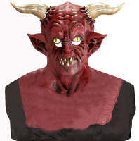 Nouveau design Nicro – Fournitures de fête d'Halloween – Masque intégral de démon d'horreur – Masque de cosplay tête d'animal avec cornes de taureau/diable