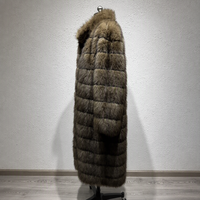 Manteau en fausse fourrure à poils longs, marron personnalisé, en polyester, à col montant, avec patte de boutonnage dissimulée et à volants, pour l'automne et l'hiver, style décontracté