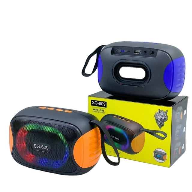 SG-609 Portable Wireless Blue-tooth Speaker LED Colorful Light Stereo Bass Woofer Active FM Radio Hifi Outdoor Music BT Speaker