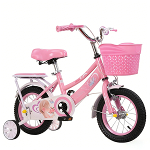 Vélo pour filles <span class=keywords><strong>WEIZE</strong></span> 3-5 ans avec roues d'apprentissage, guirlandes, panier, siège pour poupée, frein à rétropédalage, bleu, 1 vitesses - Product Image 2