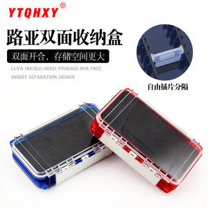 กล่องเก็บของสองด้าน Ytqhxy พร้อมฟองน้ำเสริม อุปกรณ์ตกปลาแบบพกพา สีฟ้าและสีแดง - Product Image 1