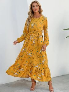 Primavera estate <span class=keywords><strong>Maxi</strong></span> abiti stampati floreali signore elegante manica intera ragazza Chiffon Beach Party abito lungo donna abiti Casual - Product Image 5