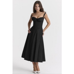 Abito Estivo da Donna <span class=keywords><strong>con</strong></span> Stampa Floreale, Spalline Sottili, Linea ad A, Bustier, Collo a Cappuccio, Incrocio e <span class=keywords><strong>Spacco</strong></span>, Lunghezza <span class=keywords><strong>Midi</strong></span> - Product Image 2