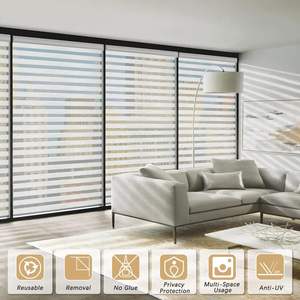 LAUFEN película esmerilada para ventana, vidrio de privacidad, <span class=keywords><strong>vinilo</strong></span> no adhesivo, extraíble, adhesivo estático, protección UV, patrón de rayas para el hogar y la Oficina - Product Image 5