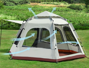 Tenda Esagonale Grande per Esterni Completamente Automatica, Attrezzatura da Campeggio e Escursionismo Resistente e Impermeabile per Gite all'Aperto - Product Image 2