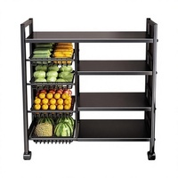 Étagère de rangement pour légumes, étagère mobile multi-niveaux en acier au carbone épaissi, rangement sur pied pour cuisine, design moderne et simple