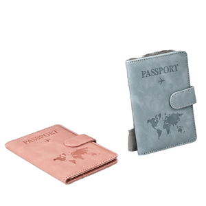 <span class=keywords><strong>กระเป๋า</strong></span>สตางค์ใบสั้นสำหรับครอบครัวทำจากหนัง PU RFID บล็อคหนังสือเดินทางพร้อมหัวเข็มขัดแม่เหล็กออกแบบโลโก้ได้ตามต้องการ - Product Image 1