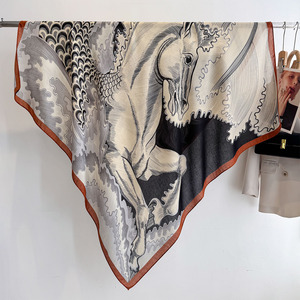 Nuovi moda 130*130CM capispalla grandi scialli di lusso con motivo a cavallo in cotone viscosa sciarpe quadrate avvolge stole hijab da donna musulmane - Product Image 6