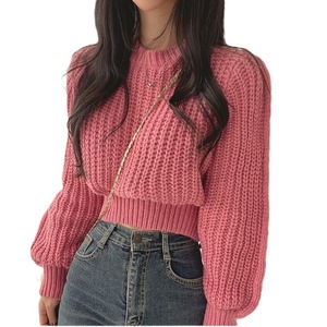 Pull en tricot doux pour femme, col rond oversize, manches longues, mode automne-hiver, coupe ample - Product Image 5