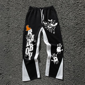 Pantalones de chándal acampanados con elementos de Halloween para <span class=keywords><strong>hombre</strong></span>, pantalones de chándal largos informales de estilo hip-pop Vintage personalizados para <span class=keywords><strong>hombre</strong></span> - Product Image 1
