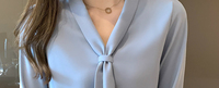 Chemisier en Chiffon à Manches Longues pour Femme, Blouse Tendance 2026 avec Nœud et Col en V, Hauts de Bureau Élégants pour Femme 8306 #