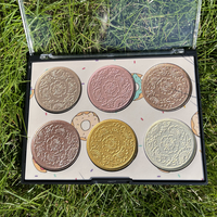 Palette de surligneur en relief 3D de haute qualité 6 couleurs Glow Highlight Contour Private Label avec de jolis motifs de gaufrage