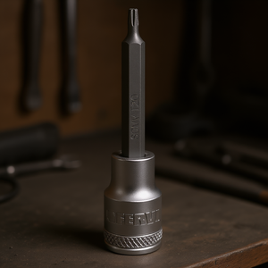 Fervi Chrome Plated Industrial Grade <b>Socket</b> with Long Torx Insert T20 1/4 in Drive for Automotive Repair - Product Image 3