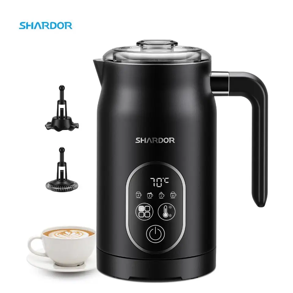 SHARDOR Latte Hot Chocolate Coffee 4 in 1 Electric Milk Steamer Handheld Equipment Espresso Foam Warmer Stand Milk Frother
