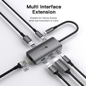 UNIEAN Venta al por mayor <span class=keywords><strong>Usb</strong></span> C Hub 3,0 Tipo C 6 Portas Hub a RJ45 UHD 4K Adaptador Estación de acoplamiento Tipo C <span class=keywords><strong>Usb</strong></span> 6 en 1 Hub para <span class=keywords><strong>Macbook</strong></span> <span class=keywords><strong>Pro</strong></span> - Product Image 3