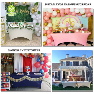 Customizable 6ft Spandex Waterproof Oilproof Modern <b>Tablecloth</b> Stretch Rectangular Cover Custom Logo for Home Wedding <b>Party</b> - Product Image 3