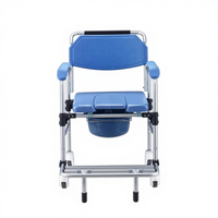 Chaise de toilette compacte et réglable AOLIKE avec repose-pieds et roulettes pour hôpital, bain et douche, portable, 150 kg
